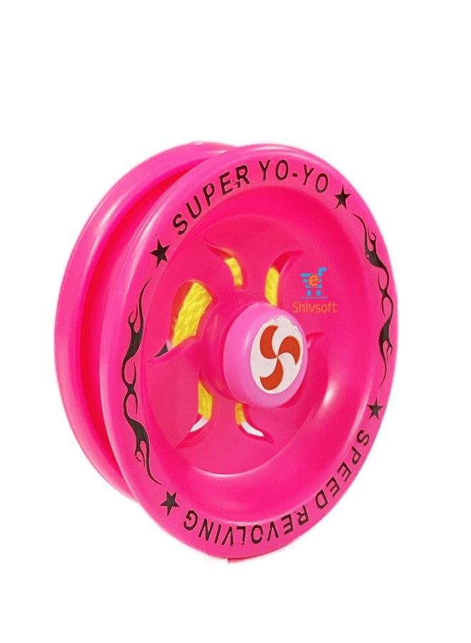 Shivsoft Shivsoft Fine Quality High Gloss High Speed YoYo Spiner Toy for Kids ||Return Gift || Party Favours || Bag Fillers (Plastic yoyo Pink, 3) - Image 2